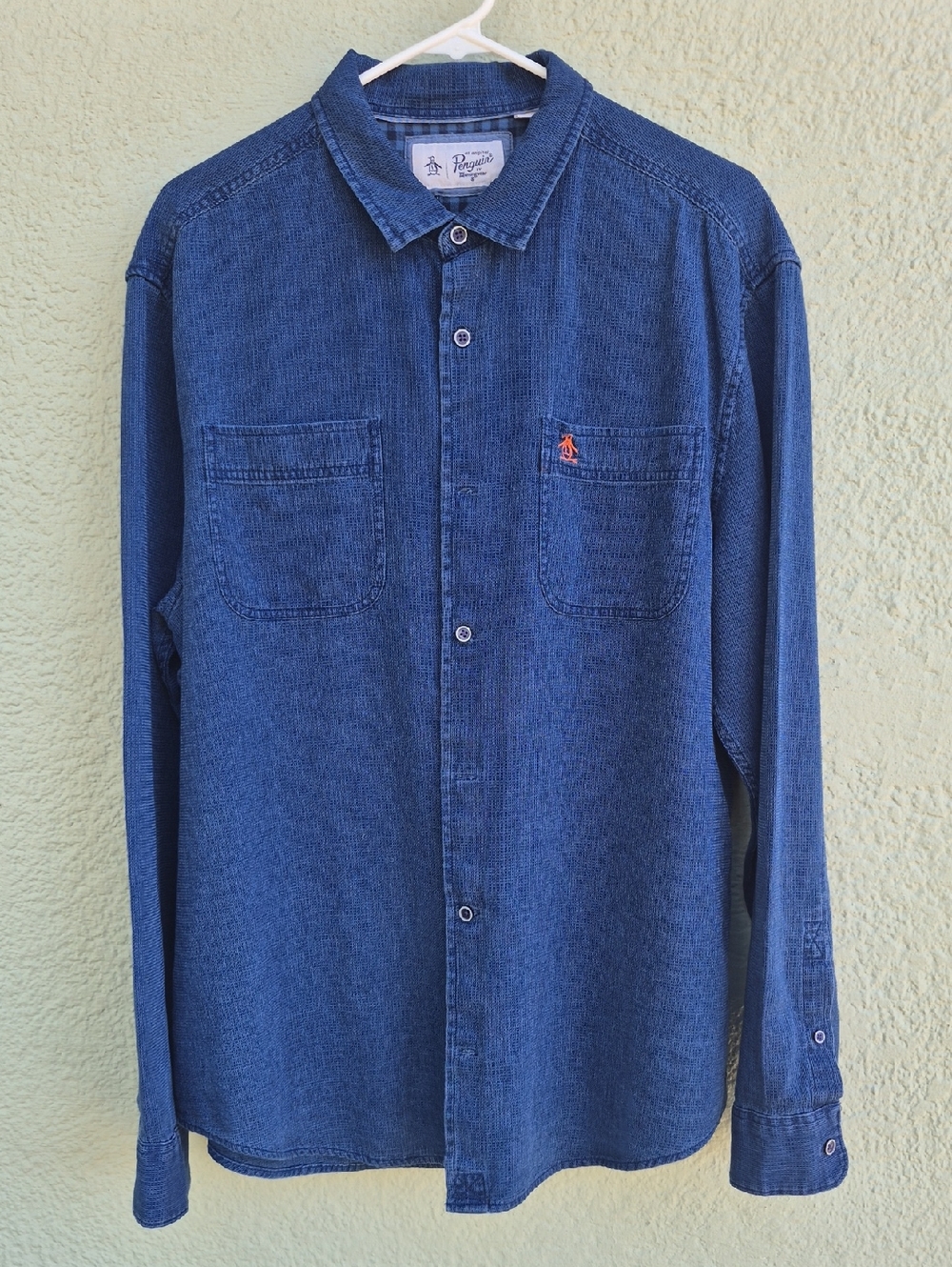 Original Penguin by Munsingwear Men's Vintage Navy Pure Cotton Crested Shirt